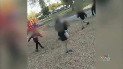 woman gets beaten up by children