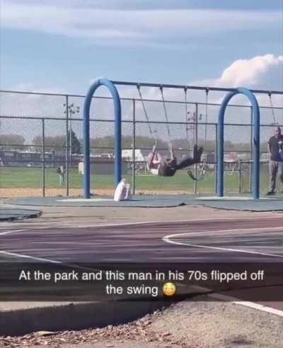 flipped off the swing like a boss..