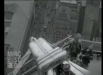 Here is the original longer version with sound! - Construction Workers on the Chrysler Building, 1929-1930