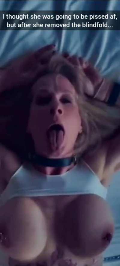 Blindfolded Mom gets a surprise