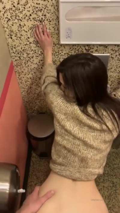 Tiny Asian In A Public Restroom