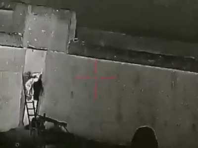 Thermal-optic scope footage of sniper assualting an outpost (date & location unknown)