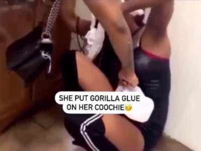 She tried to wax with glue tapes