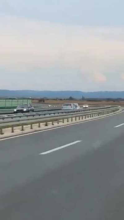 What could go wrong driving on the opposite side of the highway