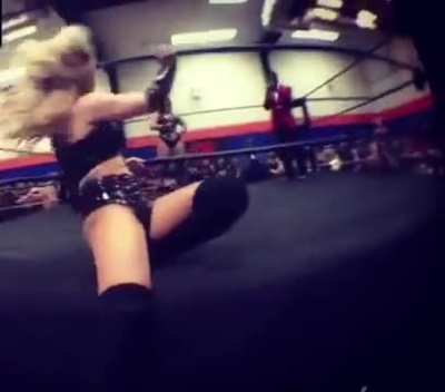 Scarlett in her early days at a small venue in a sexy outfit