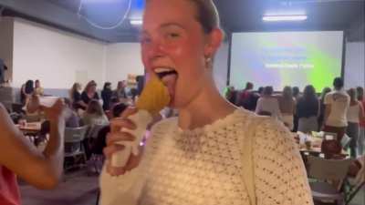 Elle in a white dress