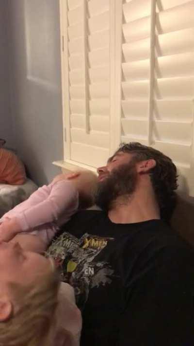 My friend’s favorite game to play with his daughter is “waking up from nap time”