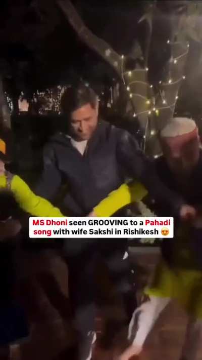 MS Dhoni grooving to a Pahadi swag with wife Sakshi in Rishikesh !!