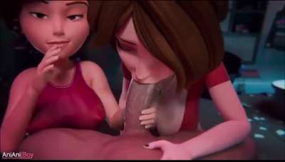 3d double team blowjob, Fabulous HQ anime