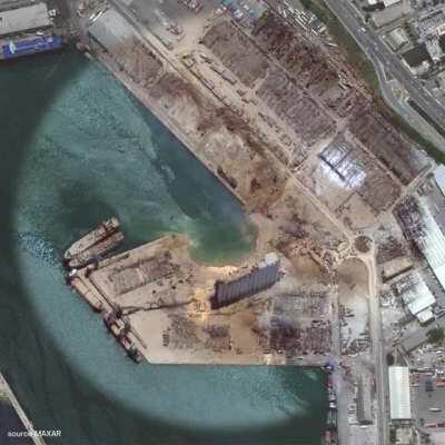 Satellite imagery of Beirut explosion.