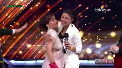 Priyanka Chopra pressing Madhuri Dixit's boobs against hers