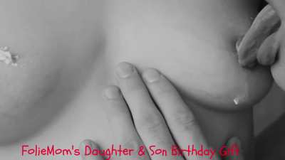 Our Daughter recently celebrated her 19th Birthday with a Family party. Of course her Brother forgot to buy her a gift but he was very creative to walk over to her remove her shirt & cover her pretty nipples with whipped cream & he sucked her clea