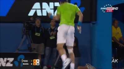 Watch it one thousand time. And you'll wonder one thousand time how the hell he won the point