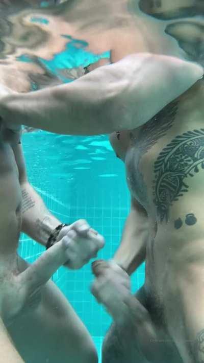 Just two bros enjoying the pool