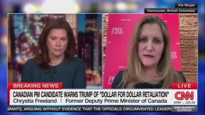 Canadian PM Candidate, Chrystia Freeland vows fiscal retribution on the Trump administration for pushing tariffs on Canada
