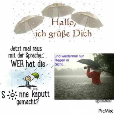 Immer dieser scheiß regen😂😂🤣🤣 den haben bestimmt diese ganzen flüchtlinge und nafris in mein schönes Deutschland gebracht😡🤢😡😡😡😡😡😡😡 DANKE MERKEL!!!!😡😡🤢🤢