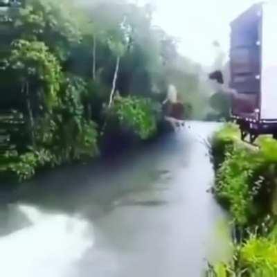 Jumping into the river