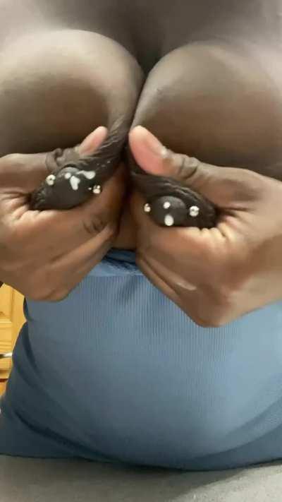 Pierced milky nipples