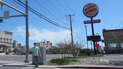 I walk to Burger King then I walk back home from Burger King