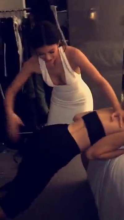 Gigi Hadid being spanked by Kylie Jenner