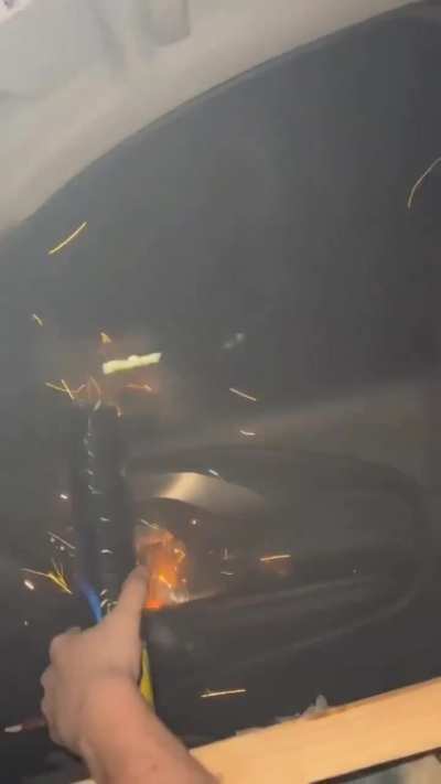 Playing with fireworks in a car