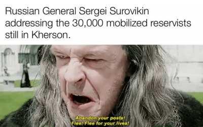 My understanding is the only ways back across the Dnieper are one bridge, a dam, and a pontoon. All damaged. Good luck with that.