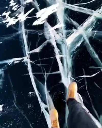 Frozen lake of deep black nothingness