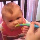 Kids' reaction when they first tasted the lemon, interesting...