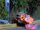 Jack Bland's Crash at Hagerstown Speedway in 1996. He had to be rescued using the jaws of life but only sustained a broken leg. The section of track where the crash happened has since been rebuilt to prevent crashes like this.