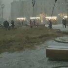 In honor of the holiday Maslenitsa (Масленица), artists of the air theater were invited to the Zaryadye Park, Moscow. Everything was fine until the weather changed.