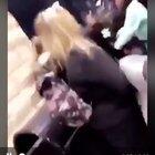 Group of girls harass guy and his family, and one gets creamed