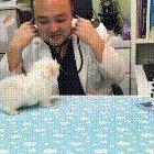 Fluffy puppy gets a checkup
