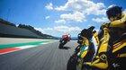 Miller takes a peek at Marquez during Mugello GP
