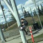 Riding the 118 Ave baseball bat; it’s the most Edmonton thing you can do.