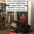 Tones & I singing 'Dance Monkey' as a busker in Byron Bay before she became mega famous.