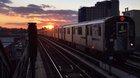 A 7 Express racing through 74 St-Broadway during yesterday's sunset