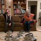 Mom and son spending quarantine doing ping pong tricks together