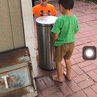 Kids can find entertainment with literally anything even a trash can