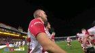 Spectacular Harris try Vs Warriors after Cipriani crossfield kick and one-handed take & grubber from Rees-Zammit