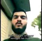 pro-regime vigilante in Iran implies next time he sees a girl removing her forced hijab in public, he has the right to rape her