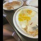 The waitress doesn't know to laugh or cry.