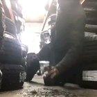 Working at the tire shop