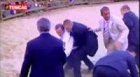 Erdogan falls from a Horse and gets hit in the balls.