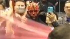 Darth Maul stands and angrily watches Darth Maul out-Darth Maul him