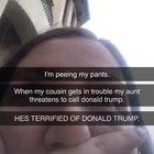 Kid is terrified of his mom calling Donald Trump to tell on him.