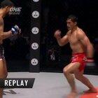 Pieter Buist dodges a low kick and immediately retaliates with a crispy clean high kick against the former champ (one championship)