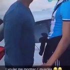 Black guy received some serious high kicks after showing his muscles and talking too much