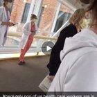 Protestors blocking ambulance entrance to Sparrow Hospital in Lansing