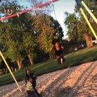 walking in front of a swing without looking