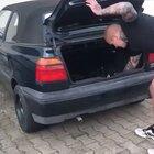 Placing a firecracker in your trunk.